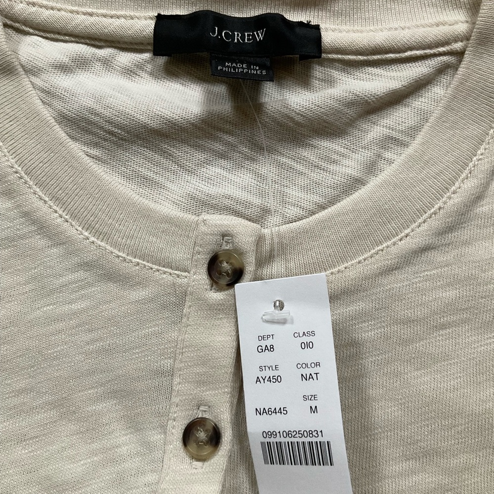J Crew Women’s Short-Sleeve Henley Shirt in Off-White - Picture 3 of 4